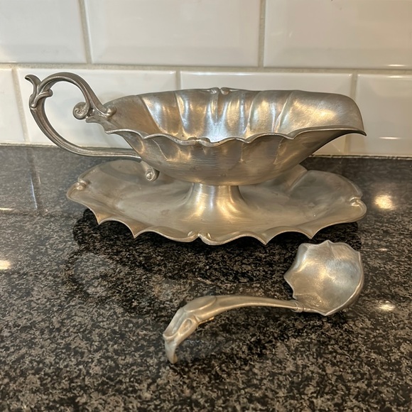 Vintage Dining Vintage Pewter Gravy Boat Made In Italy With